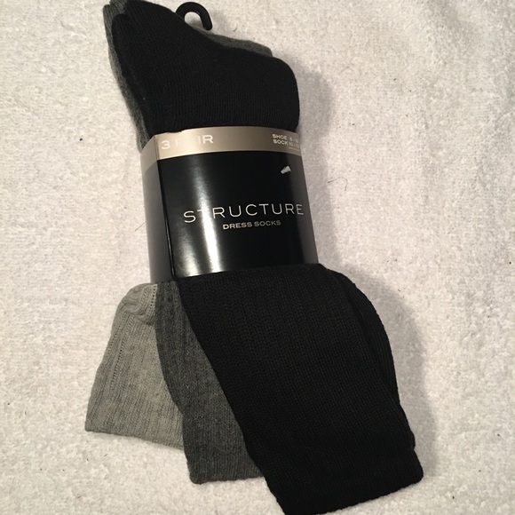 Structure Other - NWT 3 Pack Black and Gray Structure Dress Socks